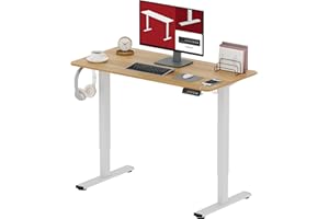SANODESK Electric Standing Desk 40x24 Inch Height Adjustable Stand Up Desk Home Office Computer Workstation Sit Stand Home Office Desk with Splice Board (White Frame + Maple Top)