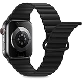 Anlinser Compatible with Apple Watch Band 49/46/45/44/42/41/40/38mm, Women Men Double Side Reversible Magnetic Strap with Loop for iWatch Ultra 3-1 Series 11/10/9/8/7/6-1 SE (49/46/45/44, Black)