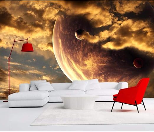 Mural Custom Wallpaper Golden Yellow Aesthetic Atmosphere Starry