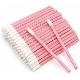 G2PLUS 100PCS Disposable Lip Gloss Applicators, Lipstick Brushes and Wands | Baby Pink Handles for Precise Color Application for Daily Makeup Use, Personal Beauty Routines and Professional Salon Work