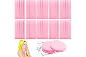 KRGIQN 120 Pcs Facial Sponges Compressed,Face Cleansing Sponge,Makeup Removal Sponge Pads,Exfoliating Wash Round Sponge for Women,Girls,Pink