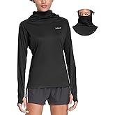 baleaf Women's Long Sleeve Rash Guard with Face Cover UPF 50+ Swim Shirts Sun Hoddie Lightweight Quick Dry Hiking Tops