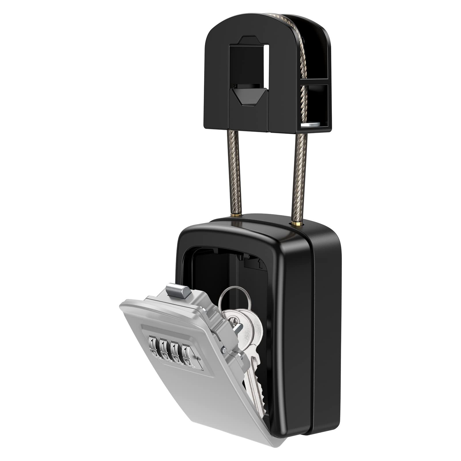 Photo 1 of KeeKit Key Lock Box, Upgraded Key Safe Box for Lever Handles with Removable Buckle & Resettable 4-Digit Combination, Waterproof Secure Storage for Home, Office, Indoor & Outdoor Use