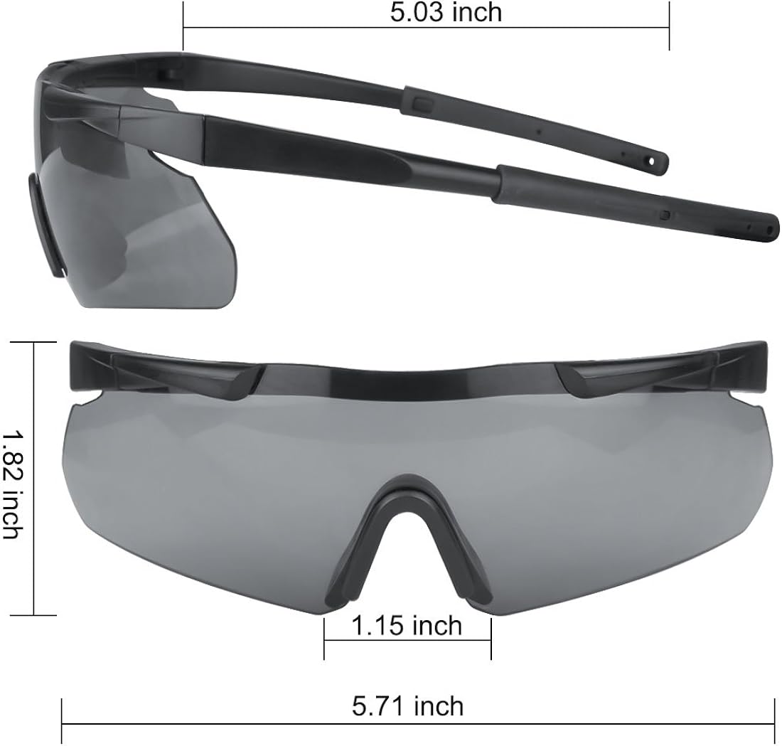 XAegis Tactical Eyewear 3 Interchangeable Lenses Outdoor Unisex Shooting Glasses: Clothing