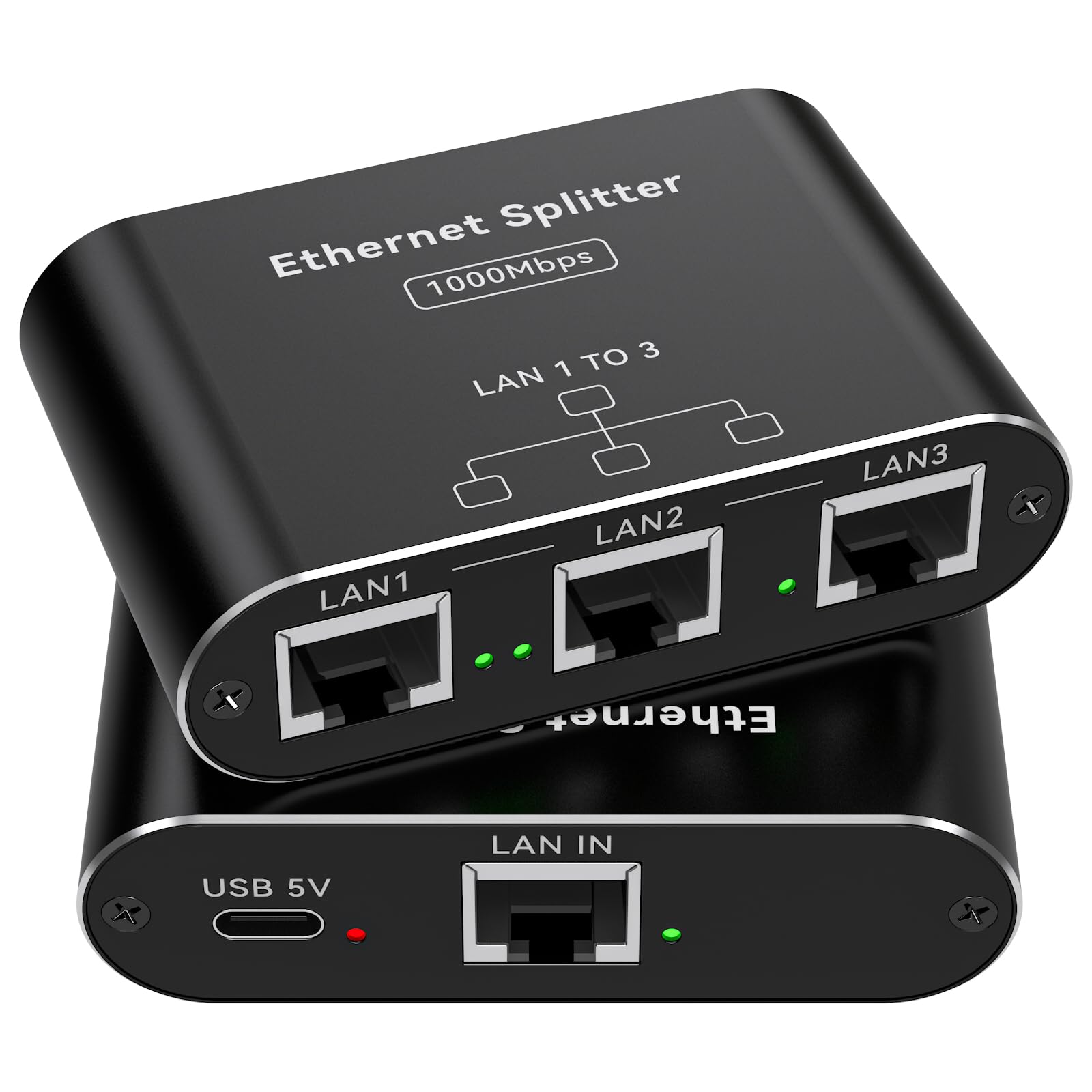 PVBCTCSID LAN Splitter 1 Auf 3 1000Mbps Netzwerk Switch Verteiler Gigabit Ethernet Switch 3 Port RJ45 LAN Kabel Splitter Unterstützt 3 Geräte Gleichzeitig Funktioniert mit Cat5/5e/6/6e/7/8 Kabeln