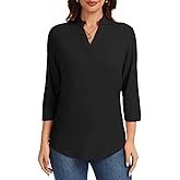 Women's 3/4 Sleeve V Neck T Shirt Solid Casual Tops Basic Tees 2025 Fall Winter Outfits Shirts Clothes