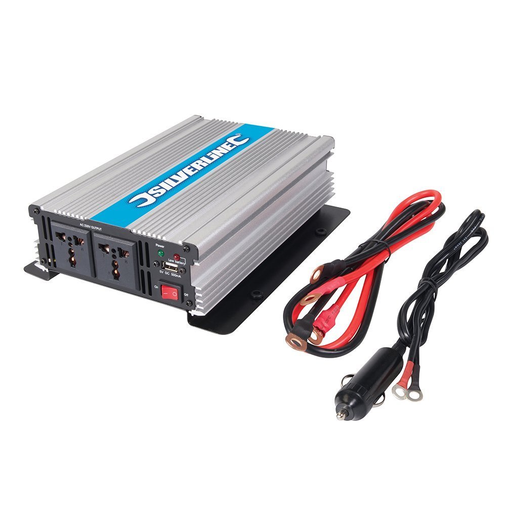 Silverline 12V Inverter 1000W (2 x 500W) (168754), grau