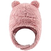 Bear Baby Winter Hat Toddler Earflap Beanie Unisex Infant Snow Cap Warm Fleece Kids Trapper Hats for Girls Boys 0-36M
