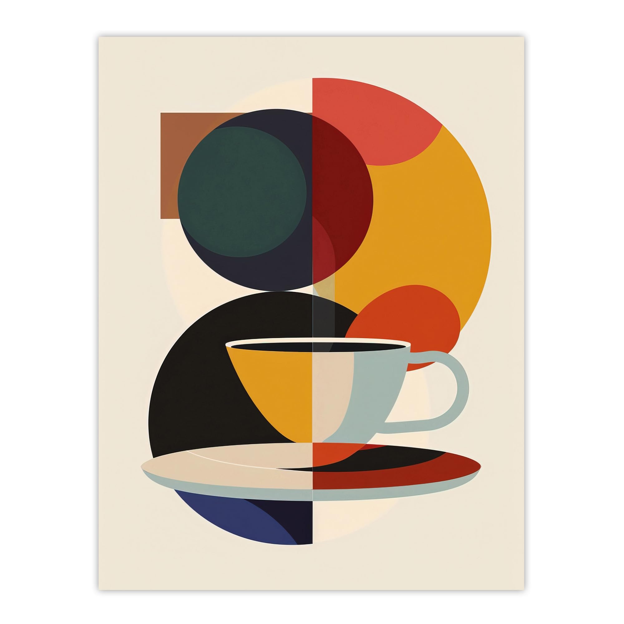Artery8 Coffee Cup Bauhaus Geometric Design Kitchen Extra Large XL Wall Art Poster Print