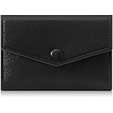 MultiValue Small Wallet for Women, Trifold Ladies Wallets Compact Credit Card Holder Textured PU Leather Slim Wallet with Snap ID Window (Black)