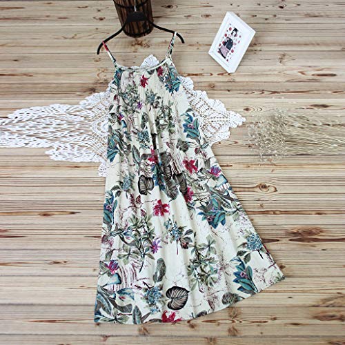 image for Aniywn Women Vintage Floral Print Maxi Dress Bohemian Spaghetti Straps