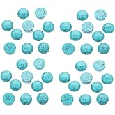 40PCS Blue Synthetic Turquoise Stone Cabochons Stone Jewelry Round Flat-Back Design No Hole Beads Half Round Charms for Jewelry Making (Dia=3mm)