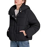 Gihuo Womens Quilted Puffer Jacket Winter Warm Hooded Bubble Coats Padded Jacket Long Sleeve Coat