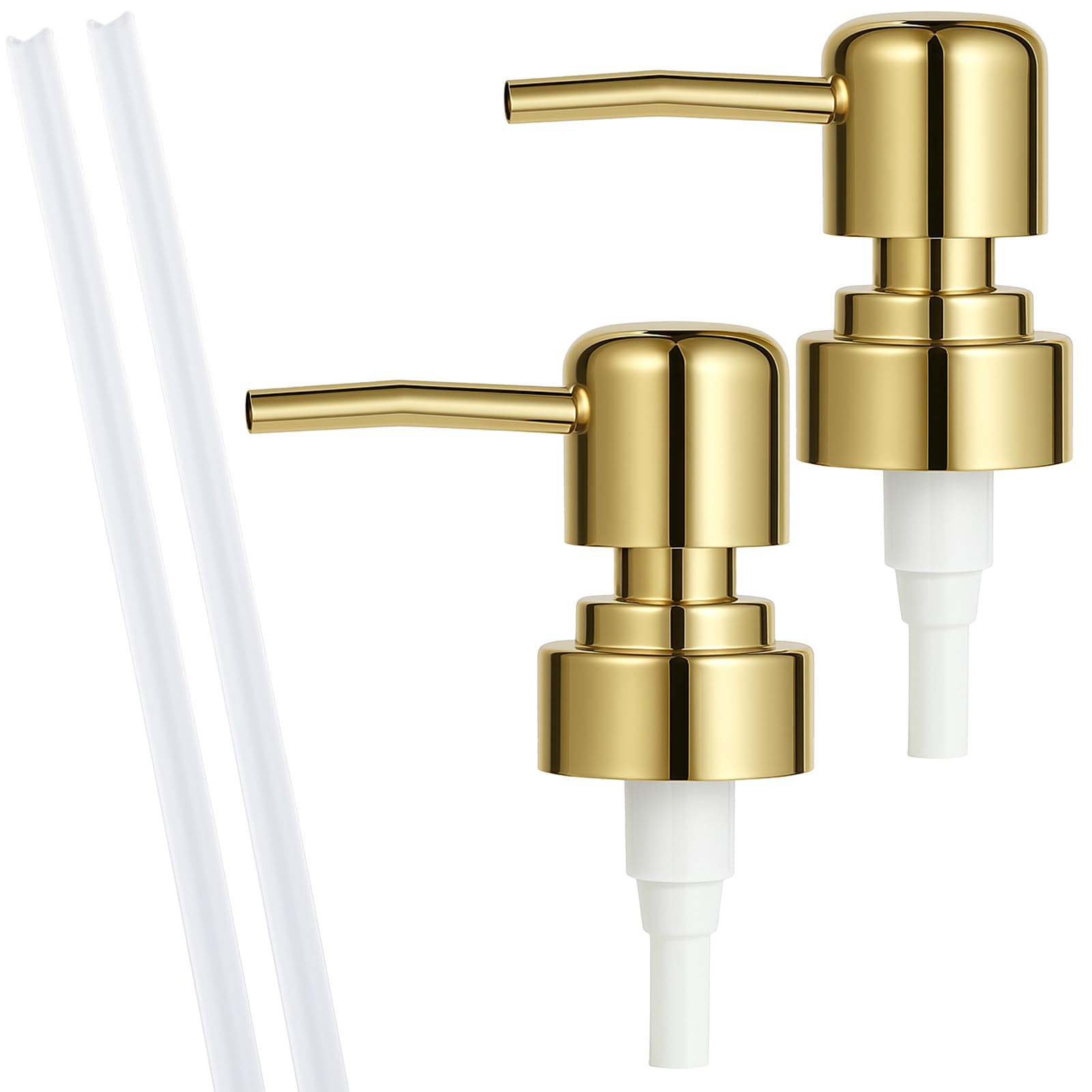 Photo 1 of 2 Pack Gold Soap Dispenser Pump Replacement Top Dispenser Pumps Refill Dispensers Liquid Hand Soap Dispensers Soaps Pumps Replacement for Lotion Regular Glass Mouth Bottles