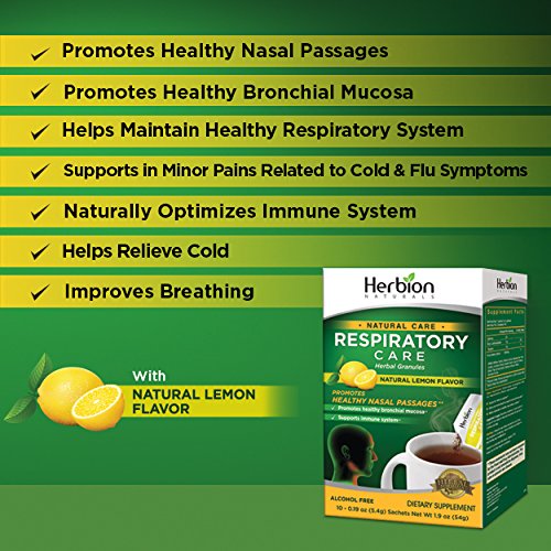 Herbion Naturals Respiratory Care - Natural Care - Herbal Granules - Lemon - 10 Packets, Health Supplements, Respiratory Wheat Free Vegan - Thumbnail 3