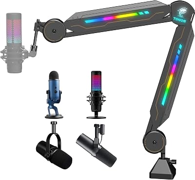 TONOR RGB Microphone Boom Arm T90 Gaming Mic Stand 11 Light Modes 360°