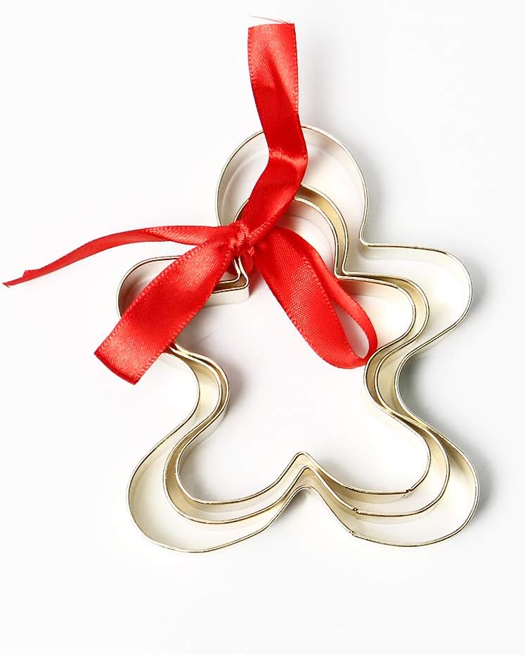 ShengHai Christmas Cookie Cutters Set, Gold-plated Gingerbread Man Cookie Cutters, Favorite Holiday Cookie Cutters Set of 3, Perfect Gift Idea