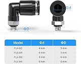 TAILONZ PNEUMATIC Elbow Push to Connect 4mm Tube M5 90 Degree PL4-M5 Pack of 10 view 2