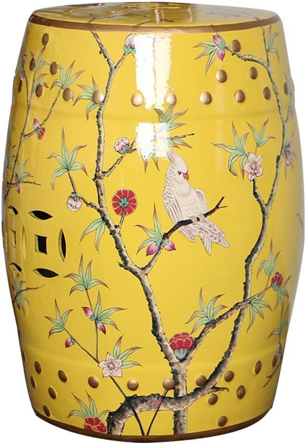 YZjk Shoe Stool American Country Flower and Bird Ceramic Drum Stool New Chinese Stool Home Creative Dressing Shoe Bench Furniture (Color : A)