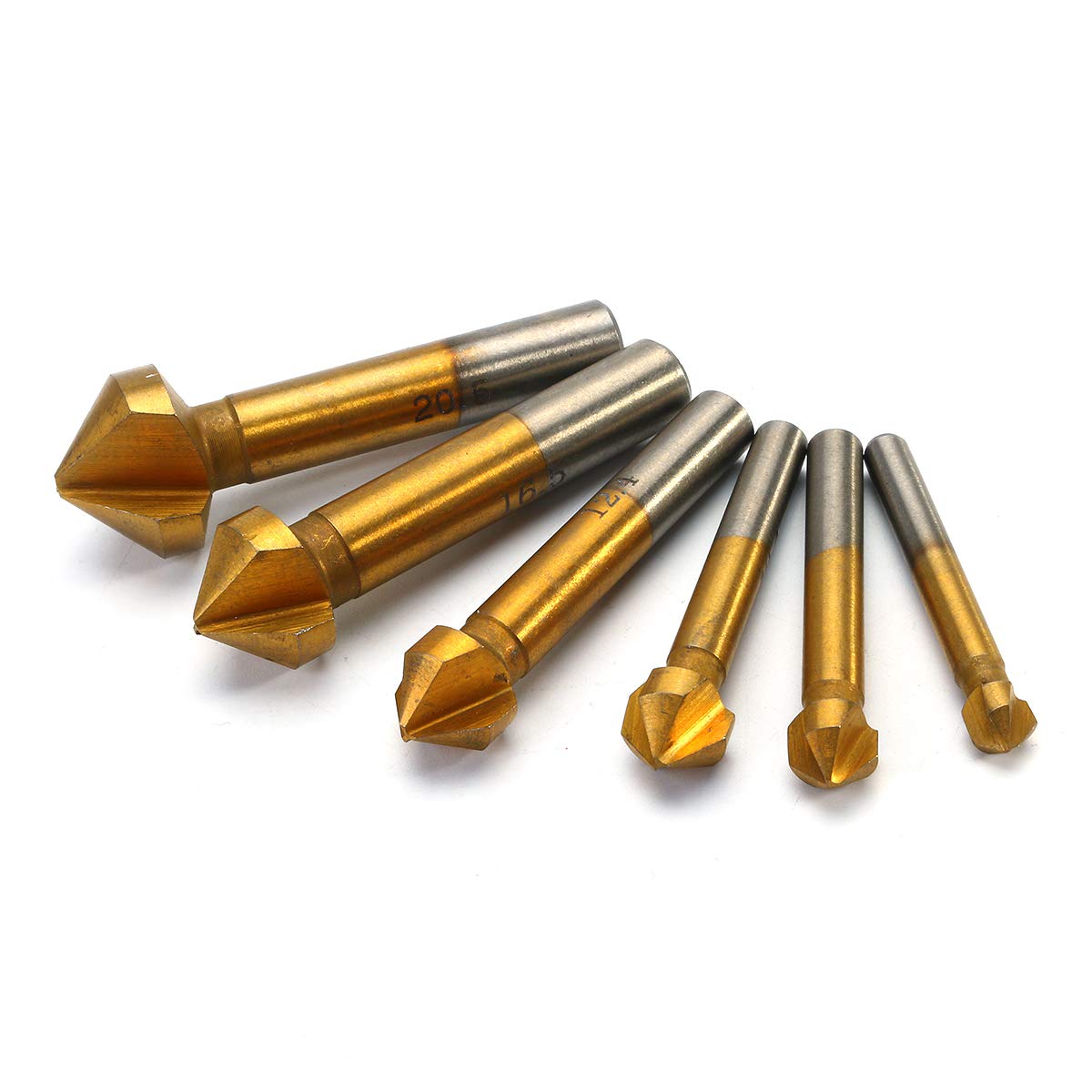 CEFEPH 6pcs 3 Flute Titanium Chamfer 90 Degree Chamfering End Mill Cutter Countersink Drill Bit