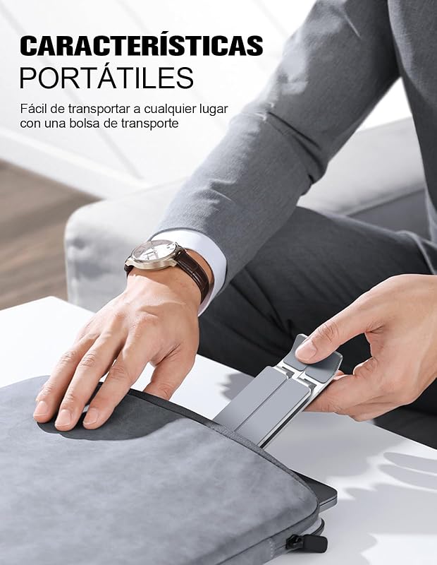 Soporte Portatil Mesa 5 Ángulos Adjustable, Aleación de Aluminio, Refrigeración Soporte Ordenador Portátil, Plegable Soporte para Portatil, para Macbook, PC y Otro 10-15.6” Portatiles