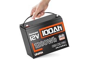 HUMSIENK 12V 100Ah LiFePO4 Battery Lithium Deep Cycle, Group 24 Size, Built-in 100A BMS, 1280Wh Energy, 15000+ Cycles for RV Solar Off-Grid Marine Trolling Motor, Portable Power for Camping (10-Year Lifespan)