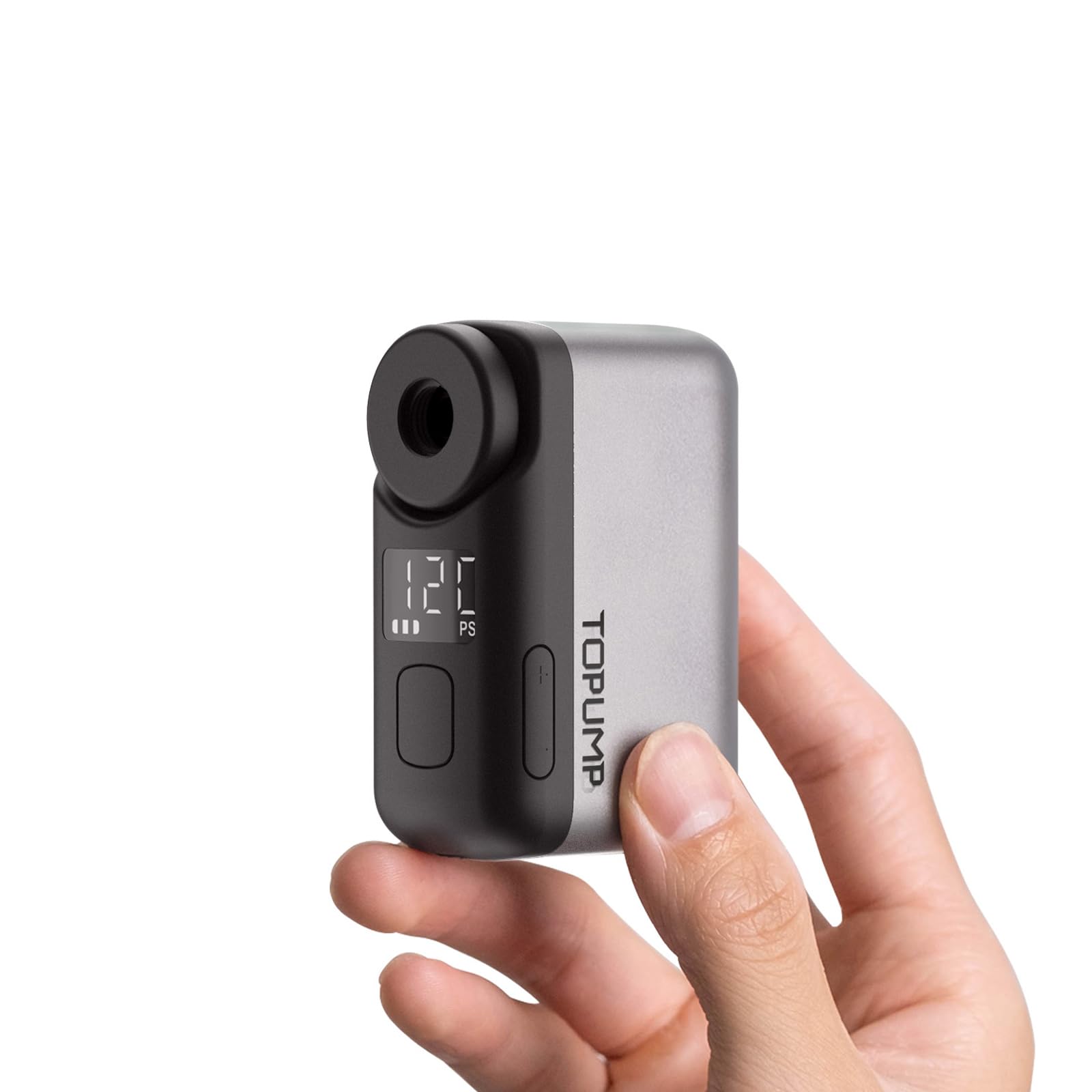 TOPUMP Mini Fahrradpumpe, Elektrische Fahrradluftpumpe mit Manometer, Ultrakleine 120PSI Akku Fahrradpumpe mit Presta und Schrader-Ventil, Auto Stopp, für Rennrad, Mountainbike und Stadtrad