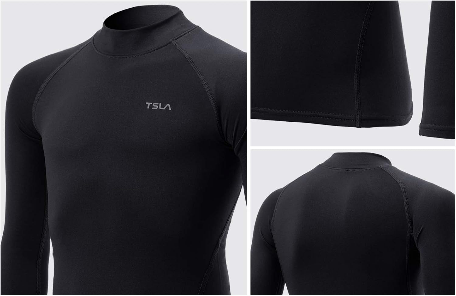 TSLA Kid's Thermal Long Sleeve Tops, Mock Turtle Neck Fleece Lined Compression Base Layer Shirts: Clothing