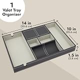Juvale Valet Tray, Black PU Leather, 6 Compartments, 35x24x4 cm view 4