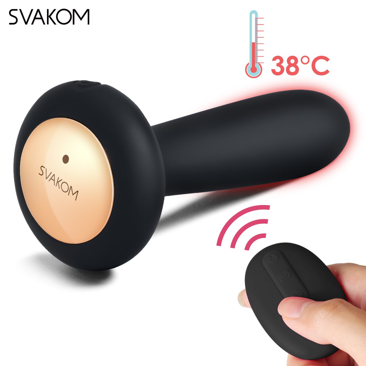 Heating Function Vibrating Anal Plug and Prostate Massager With Remote Control - Rechargeable & Waterproof - Body Safe Silicone Quiet yet Powerful Vibrator for Men Women or Couples (Black)