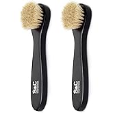 Premium Shoe Polish Brush Set - Horse Hair Brushes, Shoe Polish Applicator for Leather Footwear - Shoe Brushes for Cream & Polish - Made of White Horse Hair & Lotus Wood Handle