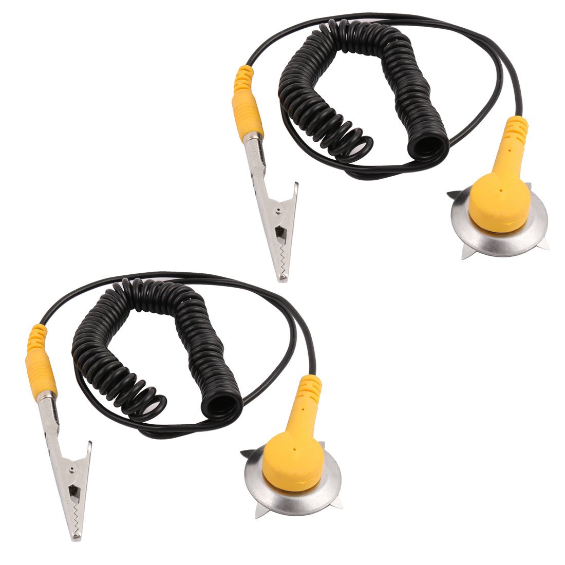 sourcing map 2Pcs Alligator Clip Coil Cable Anti Static ESD Mats Grounding Point Wire