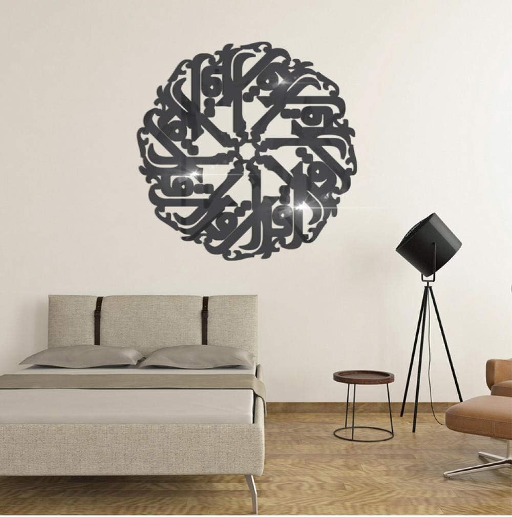Wangjru 50X50Cm 3D Islamic Mirror Wall Stickers Quotes Home Decor Living Room Muslim Arabic Acrylic Mirror Wall Decals Quran Mural Art Wallpaper