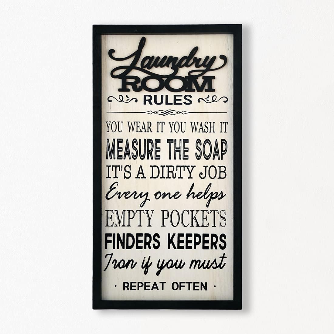 Eternhome Laundry Room Decor Laundry Rules Funny Laundry Sign Farmhouse Wood Wall Decor Vintage Rustic Home Decor Rustic Frame Bathroom Wall Art 18 X 10 Inch