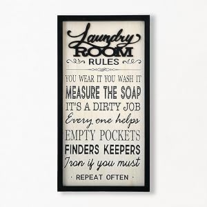 Eternhome Laundry Room Decor Laundry Rules Funny Laundry Sign Farmhouse Wood Wall Decor Vintage Rustic Home Decor Rustic Frame Bathroom Wall Art 18 X 10 Inch