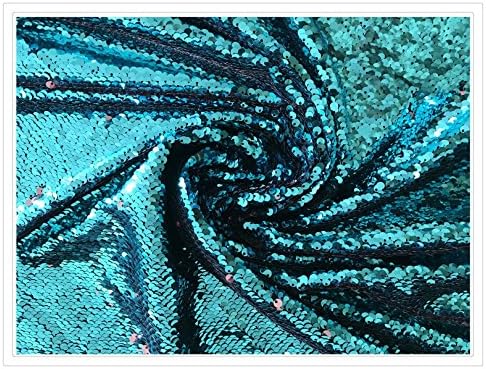 Sequins Sewing Fabric Mermaid Flip Up Sequin Reversible Flip up Sparkly Fabric Two Tone Turquoise Pink for Dress Clothing Making Home Decor sold by half the yard
