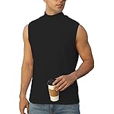 iudam Mens Mock Turtleneck Tee Shirts Sleeveless Casual Basic Slim Fit Knitted Pullover Tank Tops
