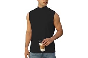 iudam Mens Mock Turtleneck Tee Shirts Sleeveless Casual Basic Slim Fit Knitted Pullover Tank Tops