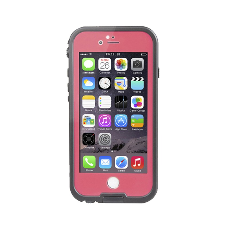 TRITINA Waterproof Case for iPhone 6 6s 4.7inch with Touch ID - ShockProof,Dirtproof,SnowProof protection,Certified IP68 Full Body Cover (Black with Pink)