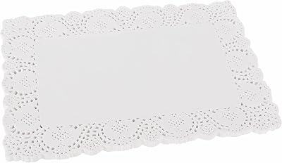 BELLE VOUS 100 Pack White Rectangle Lace Paper Doilies 36.5 x 26cm 14.37 x