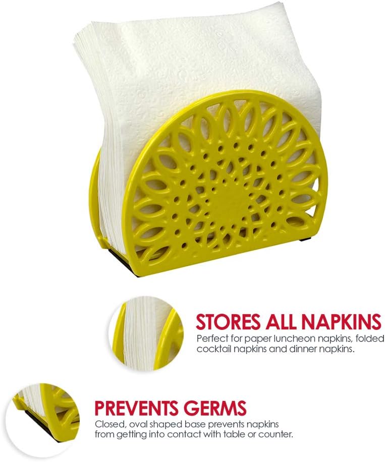 Home Basics Sunflower Collection Cast Iron Napkin Holder for Kitchen Countertop | Dinner Table | Indoor & Outdoor Use | Storage and Organization, Yellow: Kitchen & Dining
