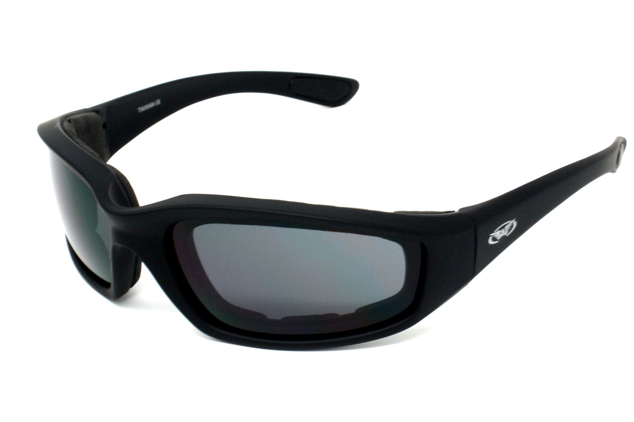 Global Vision Kickback Shatterproof UV400 Motorcycle Glasses/Biker Sunglasses and Storage Pouch (Black)