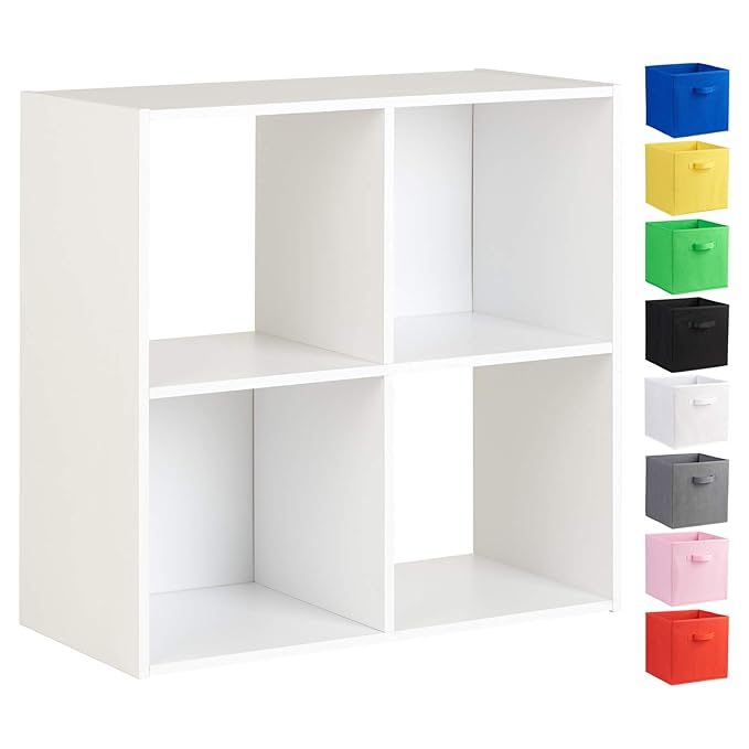 Hartleys White 4 Cube Unit & 2 Storage Drawers Choice of Colour