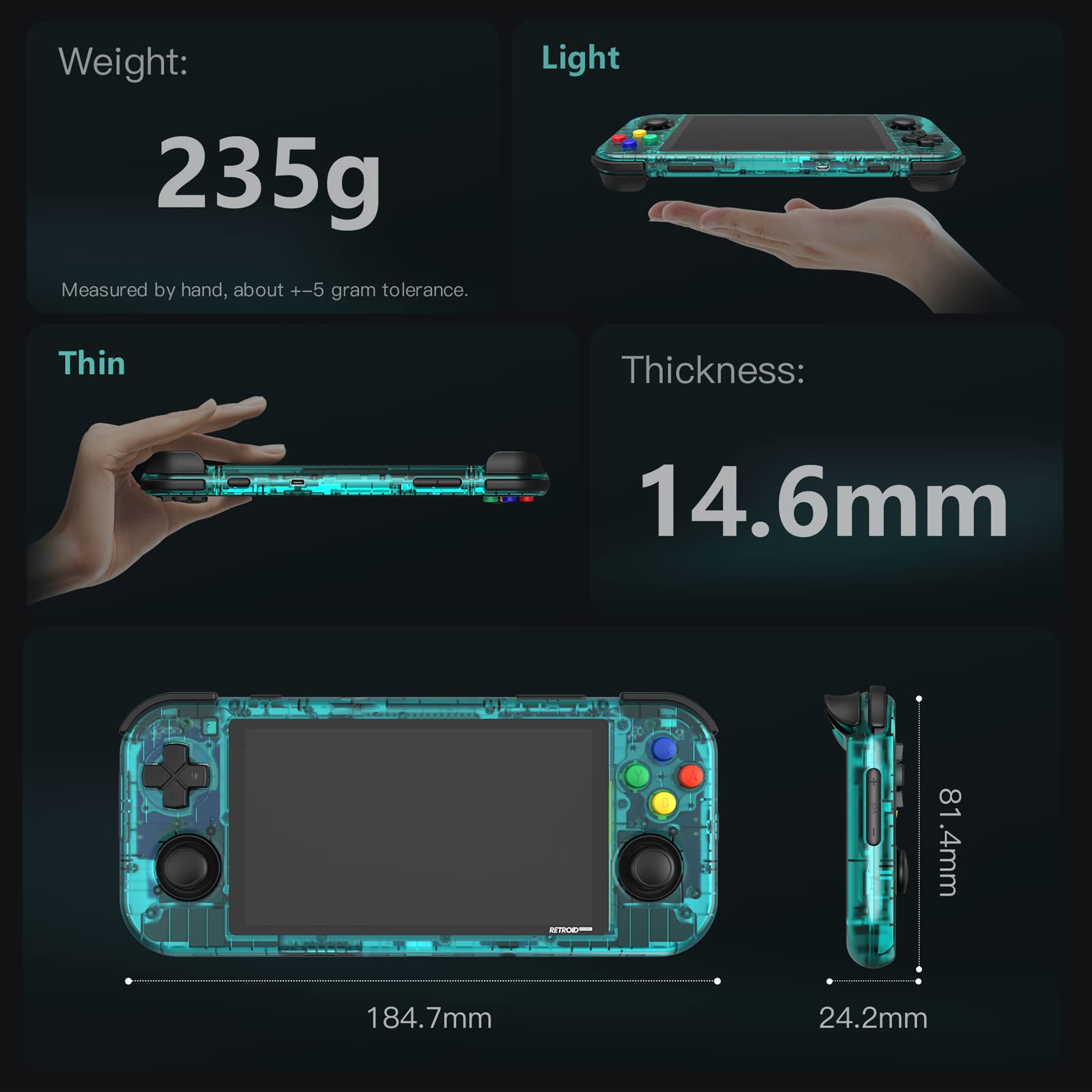 Retroid Pocket 3 Plus Retro Game Handheld - Android Console, Multiple Emulators, 4.7 Inch 16:9 Display, 4500mAh Battery, Classic Games (Indigo)