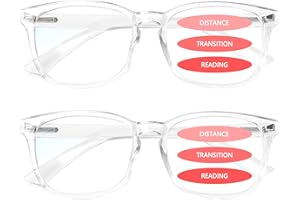 SIGVAN Progressive Multifocal Computer Glasses Women Men Blue Light Blocking Reading Glasses Spring Hinge Readers (2 Transparent, 2.0)