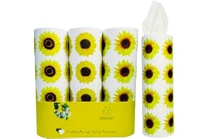 Lovely Land Products Sunflower-Themed Car Tissues Holder with 3-Ply Car Tissue Cylinder Box, Facial Tissues 50 Ct, (Pack of 3