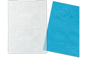 Estivaux Sea Wave Embossing Folders for Card Making, 5.7 × 4.2 Inch Cirrus Plastic Embossing Folders Summer Sea Template Stencil Craft Card Embossing Folder for DIY Scrapbooking