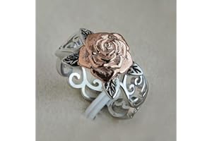 Delicate Floral Ring Two Tone Hollow ring for Women Wedding Anniversary Exquisite Jewelry Valentine's Day Gift