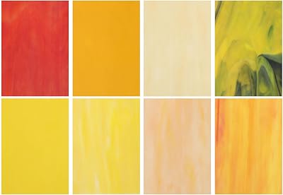 sourcing map 8 Sheets Stained Glass 4x6 Inch Mosaic Tiles Yellow Series DIY
