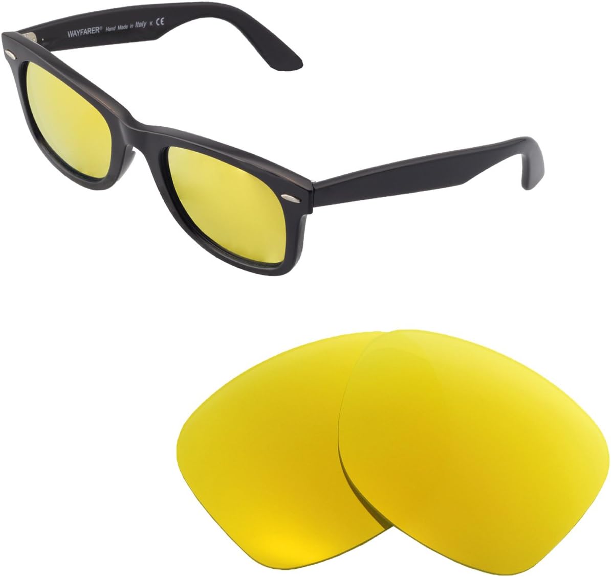 Walleva Replacement Lenses for Ray-Ban Wayfarer RB2140 50mm- 5 Options